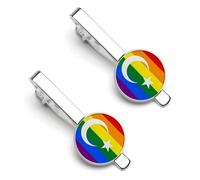 Turkish Gay Proud Flag Tie Clips for Men Classic Necktie Tie Bar 2 Pack Clasp Clips Gifts for Anniversary Business