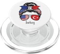 Turkish Girl Turkey Roots, American US Flag Messy Bun Hair PopSockets PopGrip for MagSafe