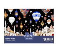 Turkish Hot Air Balloon And Blue Devil's Eye Wooden Jigsaw Puzzle Waterproof 1000 Piece Puzzles for Adults Gifts Colourful Home Decoration