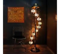 Turkish Lamp 9 Globe Mosaic Floor Lamp, Standing Lamp Moroccan Floor Lamp for Decorative Home Designs Offer 5 inch Globe - Total Height 70 inch (Yellow)