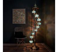 Turkish Lamp 9 Globe Mosaic Floor Lamp, Standing Lamp Moroccan Floor Lamp for Decorative Home Designs Offer 5 inch Globe - Total Height 70 inch (Turquoise)