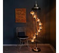 Turkish Lamp 9 Globe Mosaic Floor Lamp, Standing Lamp Moroccan Floor Lamp for Decorative Home Designs Offer 5 inch Globe - Total Height 70 inch (Daisy Brown)