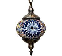 Turkish Moroccan Mosaic Hanging Ceiling Lamp - Mediterranean Pendant Light | Shimmering mosaic glass lampshade, handcraft mosaic, adjustable hanging length, warm romantic ambience for bar, restaurant,