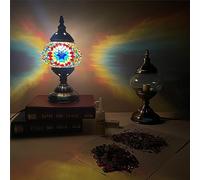 Turkish Mosaic Lamp DIY Kit, Mosaic Stained Glass Bead Moroccan Embryo Table Lamp DIY Material Kit with Built-in LED Bulb for Group Construction Warm Field Parent Child Couple