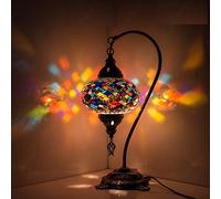 Turkish Mosaic Table Lamp,Stunning Moroccan Style, Unique Globe Lampshade, Swan Neck Series (Rug)