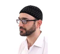 Turkish Muslim Winter Velvet Kufi Hats for Men, Taqiya, Takke, Peci, Islamic Caps, Islamic Gifts, Standart Size, Black White