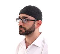 Turkish Muslim Winter Velvet Roll-up Edge Kufi Hats for Men, Taqiya, Takke, Islamic Gifts, Standart Size, Dark Grey/Style 10