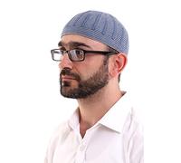 Turkish Muslim Winter Wool Knitting Kufi Hats for Men, Taqiya, Takke, Islamic Gifts, Standart Size, Blue/Style 11