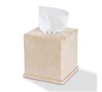 Turkish Natural Marble Tissue Box Cover, Beige Tissue Organizer, Heavy Stone Decorative Box, Square Tissue Box Holder for Home Decor, Kitchen, Bathroom, Bedroom