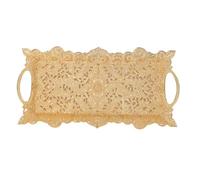 Turkish Ottoman Coffee Tea Serving Tray, Decorative Gold Rectangular Tray with Handles, Elegance Metal Zinc Alloy Turkish Zamak Trays for Beverage Serving