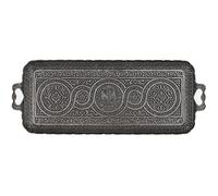 Turkish Ottoman Rectangular Serving Tray for Coffee, Tea, Beverage (Small Tray) (13 INC5.5 INC) (Black)