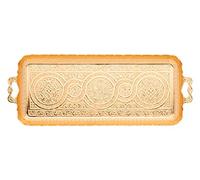Turkish Ottoman Rectangular Serving Tray for Coffee, Tea, Beverage (Small Tray) (13 INC5.5 INC) (Gold)