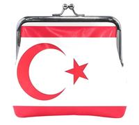 Turkish Republic Northern Cyprus Flag Cute Coin Purse for Women Leather Buckle Kiss Lock Small Pouch Coin Wallet, Turkish Republic Northern Cyprus Flag, Classic