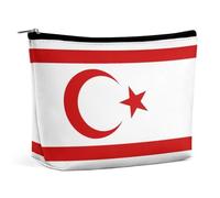 Turkish Republic Northern Cyprus Flag Portable Makeup Bag Zipper Cosmetic Pouch Organizer for Women Girls