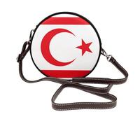 Turkish Republic Northern Cyprus Flag Women Round Crossbody Bags Leather Sling Bag Purse