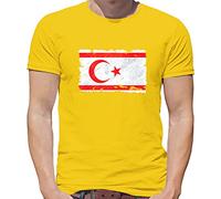 Turkish Republic of Northern Cyprus Grunge Style Flag - Mens T-Shirt - Yellow - Medium