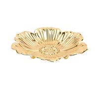 Turkish Serving Tray Round Flower Shape, Vintage Coffee Tea Serving Tray with Embossed Pattern, Elegant Metal Centerpiece Tray for Home Bar Outdoor Use (18cm/7.09in)