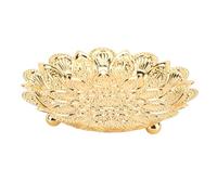 Turkish Serving Tray | Round Flower Shape with Embossed Pattern | Elegant Metal Coffee Tea Tray for Home Decor/Presents/Parties | Vintage Style Centerpiece (14cm/5.51in)