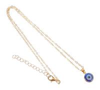 Turkish Style Evil Eye Pendant Necklace with Blue Alloy Eye Charm and Adjustable Extension Chain for Indoor Space and Car Decoration, Unique Appearance to Avoid Bad Luck