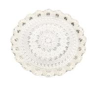 Turkish Tea Coffee Serving Tray, Vintage Style Table Decor Tray, Round Coffee Serving Tray with Embossed Pattern, Dining Table Tray for Bar Outdoor Dresser Dessert (Silver)