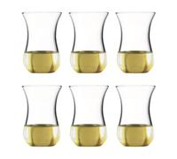 Turkish Tea Cups Set of 6 with Gold Rim/Oriental Traditional Clear Tea Glasses/Arabic Tea Cups/Green Herbal Tea/Expresso Shot (6 Piece) Gift Set - 100ml 10cl (Plain Gold Decor)