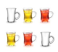 Turkish Tea Glasses Cups Set of 6 with Handle, Tea/Coffee Cup Perfect for Cappuccino, Espresso and Hot Chocolate - (145 ML)