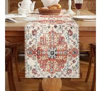 Turkish Vintage Boho Style Orange Geometry Flowers Table Runner 33 x 183 cm - Decorative for Kitchen, Party, Dining, Wedding, Restaurant & Camping