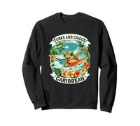 Turks And Caicos Caribbean Cute Sea Turtle Surfing Summer Sweatshirt