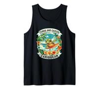 Turks And Caicos Caribbean Cute Sea Turtle Surfing Summer Tank Top