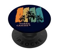 Turks and Caicos Caribbean Palm Trees Beach Holiday Souvenir PopSockets Adhesive PopGrip