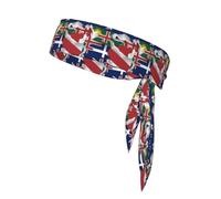 Turks And Caicos Islands Flag Map03 Print Ninja Headbands,Adjustable Head Tie For Men, Sports Sweatband For Yoga Running Basketball