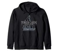 Turks and Caicos Islands Souvenir Sailboat Design Zip Hoodie