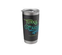 Turks and Caicos Islands Typographic Ocean Wave Design Stainless Steel Insulated Tumbler