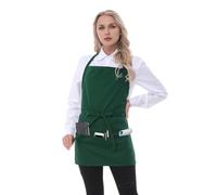 TURLAT Aprons for Women Men Kitchen Cooking Short Apron with 3 Pockets Work Chef Baking Gardening Server Unisex Apron, Green, One size