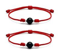 TURMALINA - 2 TOURMALINE Authentic Red and Black Thread Bracelets - Sterling Silver Ornaments - Evil Eye Amulet for Women and Men - Healing and Healing Negative Energy, 10-27 cm, Natural Stone