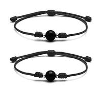 TURMALINA - 2 TOURMALINE Authentic Red and Black Thread Bracelets - Sterling Silver Ornaments - Evil Eye Amulet for Women and Men - Healing and Healing Negative Energy, 10-27 cm, Natural Stone