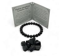 TURMALINA® - Black bracelet natural stone - 8 mm ball beads - Energy gemstones for women and men - Electromagnetic wave protection - Repels bad energies, 19 cm, stone Turmalina Elastic band