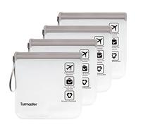Turmaster 4 Pack TSA Approved Clear Toiletry Bag, Airport Security Approved Liquids Bags 20 x 20cm, Waterproof Travel Clear Makeup Bags and Cosmetic Bag Grey with Handle