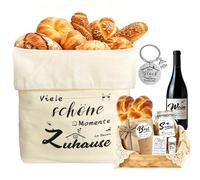 Turmaster Bread Basket, 38 * 16 cm New Home Gifts Bread Basket, Bread Basket with Stickers for Home with Bread, Salt and Wine, Keychain, Envelope, 2M Cotton Rope