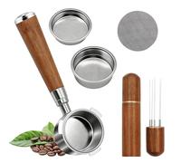 Turmegtt 51mm Bottomless Portafilter 3 Ears, Compatible with Delonghi EC680/EC685, 100% Stainless Steel with 2 Filter Baskets(Single+Double Shots), WDT Tool, Puck Screen, Metal Base, Solid Wood Handle
