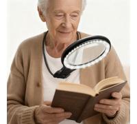 Turmegtt 5X 10X Large Magnifying Glass with Light, 3-in-1 Hands Free Neck Magnifying Glass, 3 Color LED for Books Handheld, Neck-Worn & Desktop Use for Seniors