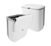 Turmegtt Cupboard Bin,10L Foldable Hanging Kitchen Bin With Lid, Waste Bins, Food Waste Bin, Small Kitchen Bin for Bathroom/Under Sink/Camping/Motorhome/Toilet/Cupboard (White)