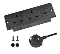 Turmegtt Recessed Power Socket with USB C/A PD20W, Desk Power with 2 UK Outlets & 2 USB Ports, Power Board Hidden with USB C for Furniture Office Desk Power Socket with 2M Cable