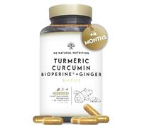 Turmeric 10.000 mg Curcumin 95% with Black Pepper Bioperine®, 2 Billion UFC & Ginger, 130 Days of CurQreal®, Anti-inflamatory, Antioxidant, N2 Natural Nutrition