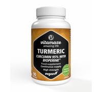 Turmeric 10.000 mg, Curcumin 95% with Premium Black Pepper (Bioperine), 90 Capsules for 3 Months, Bioactive Turmeric Extract, Without Additives, Made in Germany