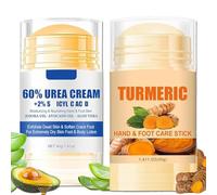 Turmeric & 60% Urea Foot Cream Set,Turmeric,Beeswax,Urea Exfoliation, Hydrating & Softening Hand and Foot Cream Balm Stick,for Dry Cracked Feet Knees Elbows Hands