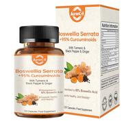 Turmeric and Black Pepper Capsules with Boswellia Serrata - Daily Support for Joint Health & Comfort - Organic Turmeric Curcumin Powder, Bioperine for Enhanced Absorption & Ginger Root,120 Capsules