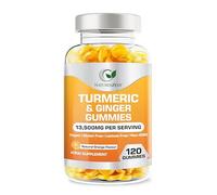 Turmeric and Ginger Gummies High Strength -13,500mg | Joint, Immune & Digestive Support | Vegan, Gluten-Free, Non-GMO, Lactose-Free 120 Chewable Gummies | Natural Orange Flavour by NATURES ZEST