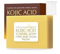 Turmeric and Kojic Acid Soap, Handmade Face & Body Bar for Cleansing & Moisturising, With Vitamin C, Retinol & Collagen, Gentle Tumeric Soap for Radiant & Even Skin Tone, With Foaming Net