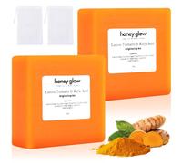 Turmeric and Lemon Soap with Honey Shine Turmeric Soap for Face and Body, Handmade Natural Turmeric Soap for All Skin Types (2 Pack)
